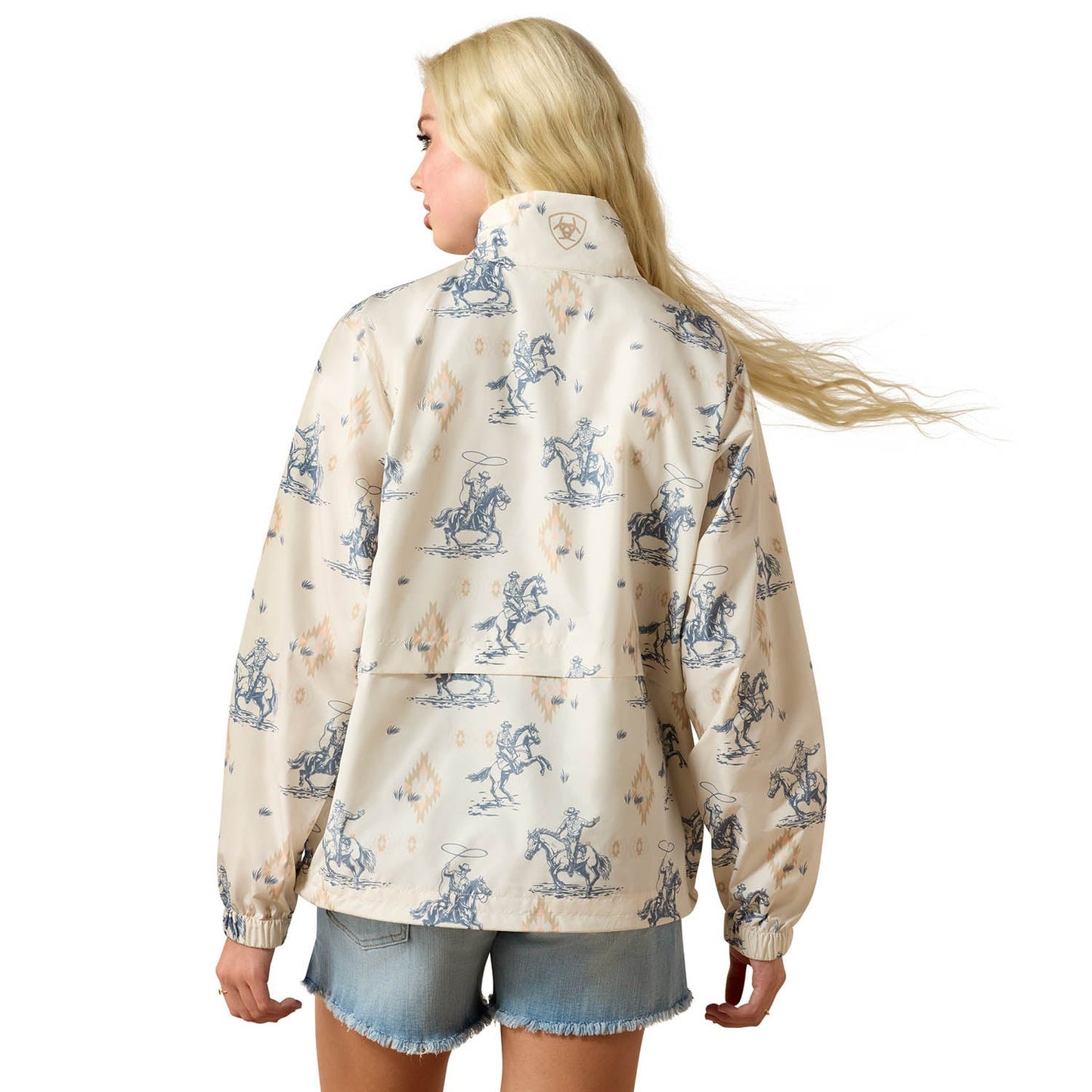 printed pullover quarter zip jacket