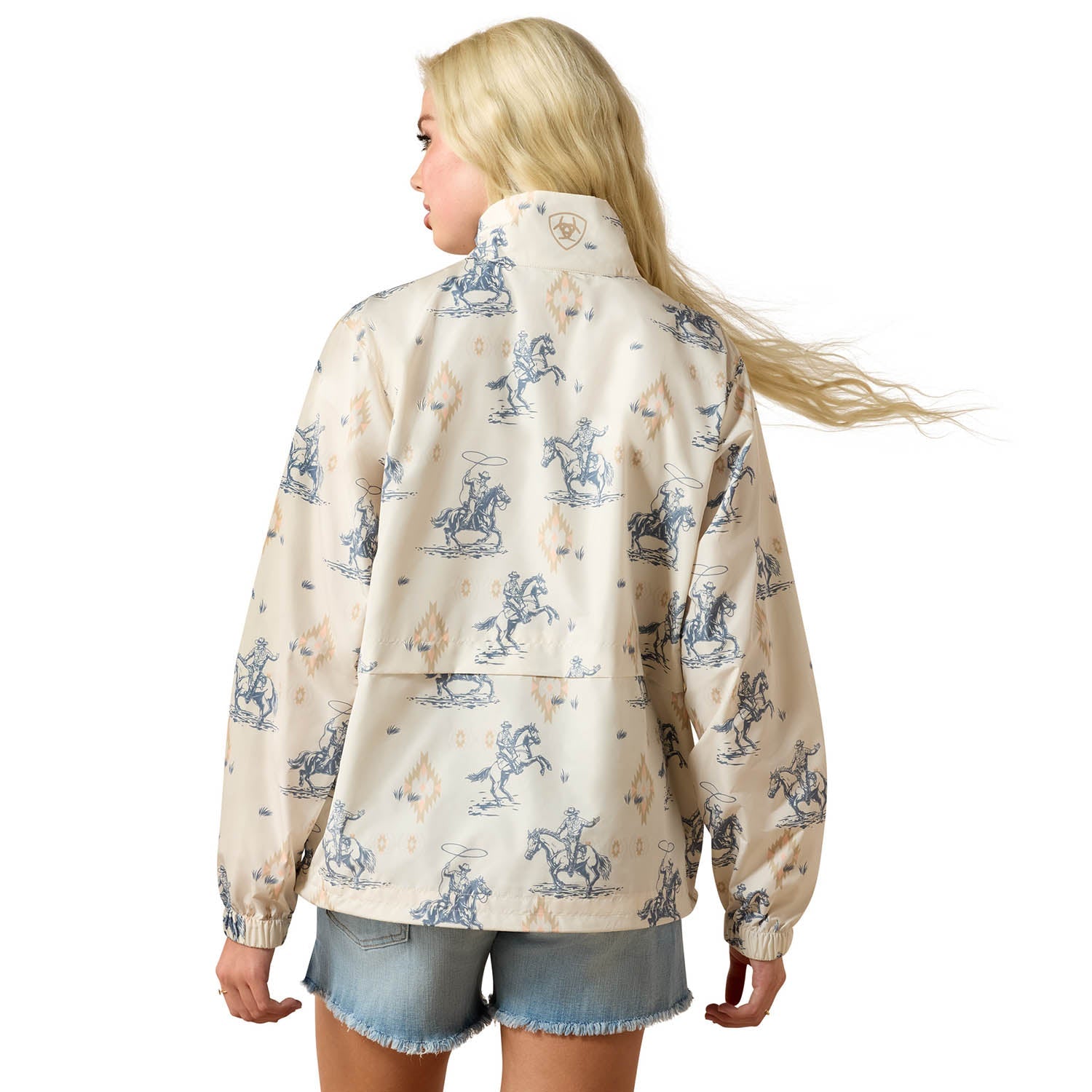 printed pullover quarter zip jacket