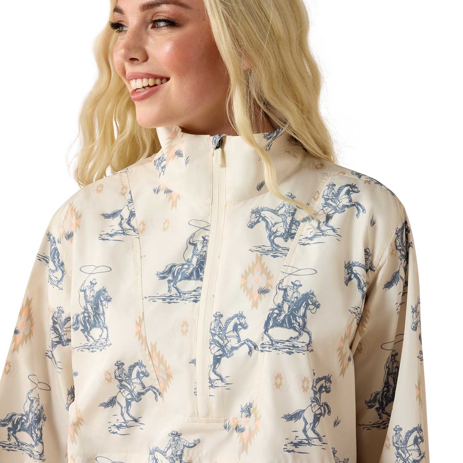 printed pullover quarter zip jacket