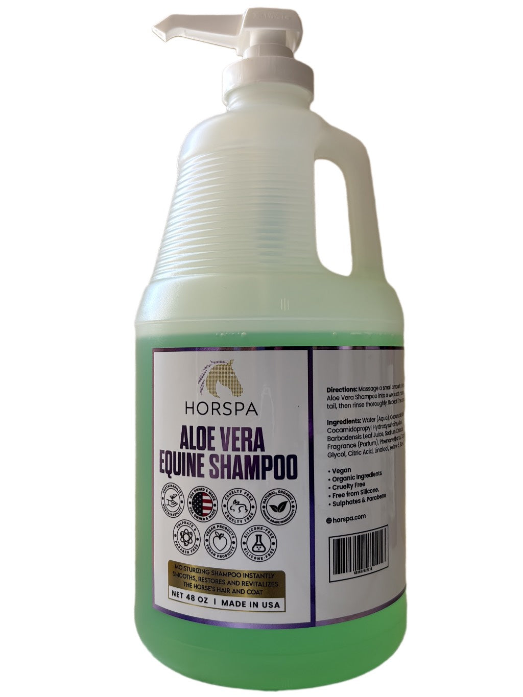 bottle of Horspa aloe vera equine shampoo