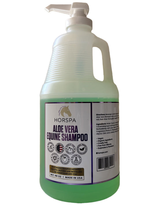 bottle of Horspa aloe vera equine shampoo
