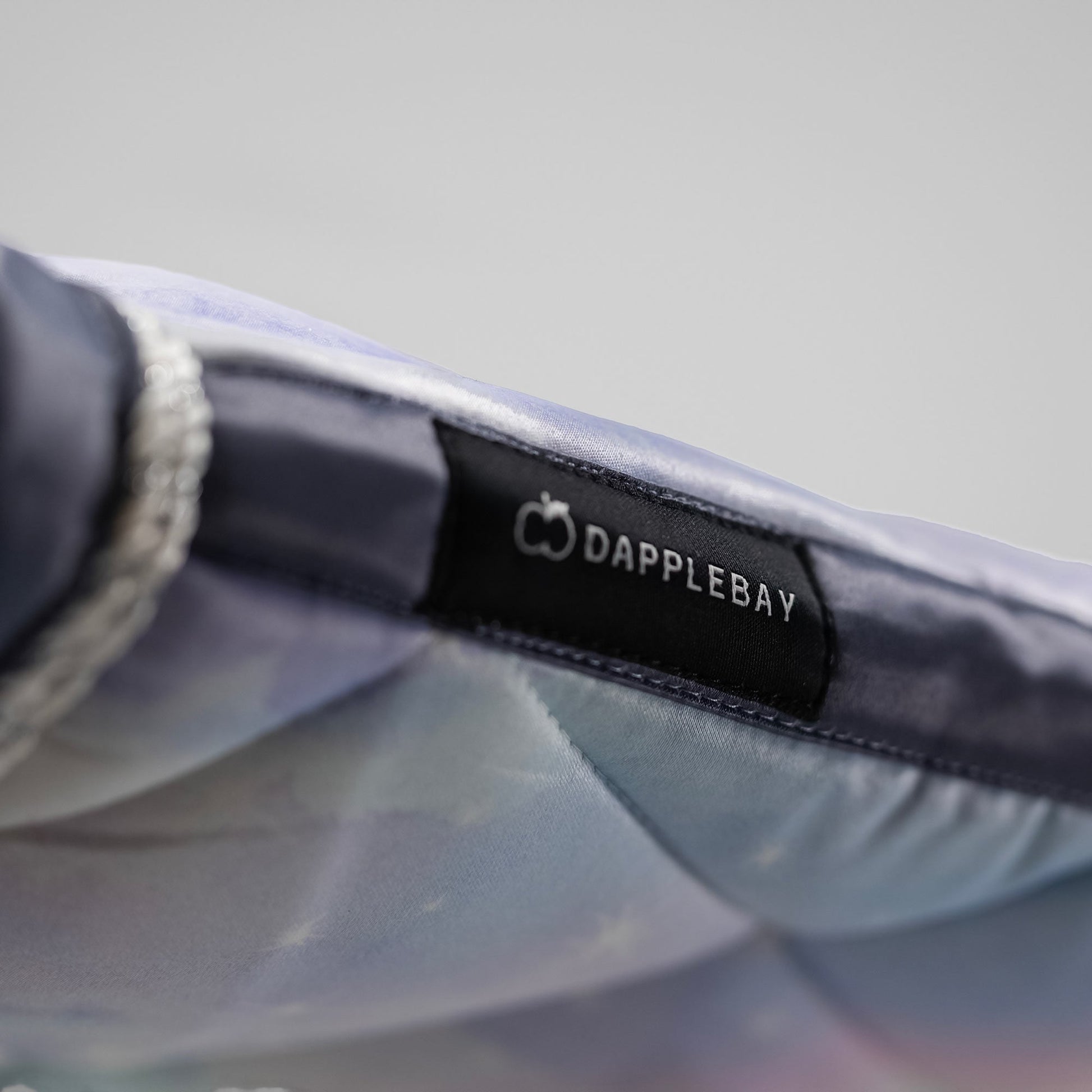 Close-up of a product with a Dapplebay label on a blurred background