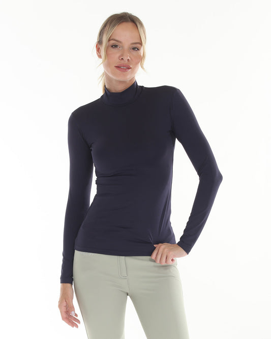navy turtleneck baselayer riding shirt